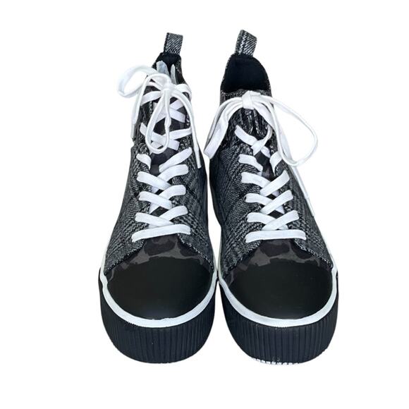 Jessica Simpson Emiliya Multi Print and Texture Platform Sneaker Black 7.5 M - Picture 1 of 7